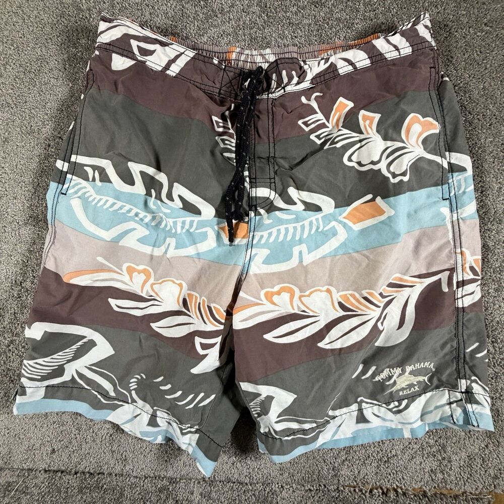 VTG Tommy Bahama RELAX Board Shorts Lined Swim Trunks Mens L Cargo Nylon